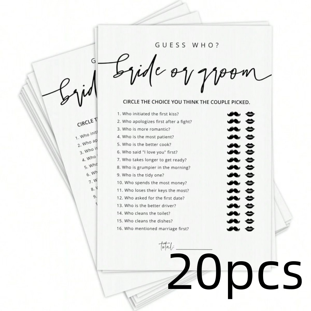 Party Games Bridal Shower - 20 stuks bruiloftspel leuk bruidsverlovingsfeestspel bloemmotief